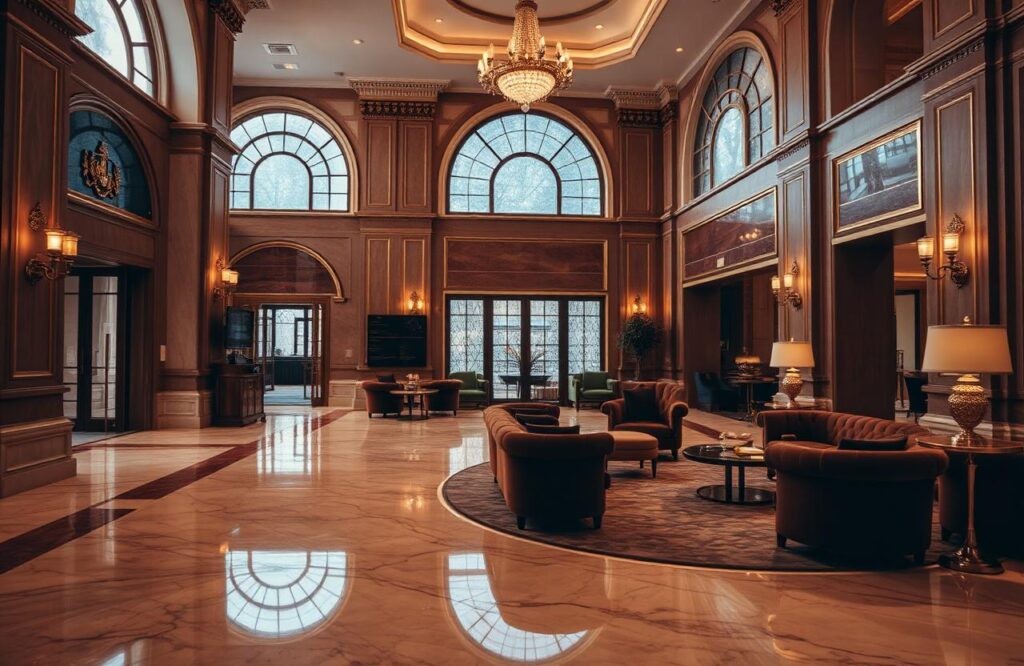 Contemporary Nigerian hotel lobby interior