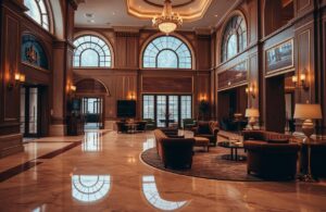 Contemporary Nigerian hotel lobby interior