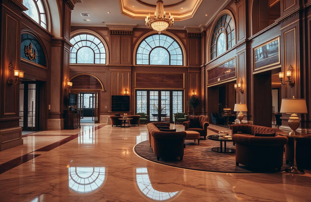 Contemporary Nigerian hotel lobby interior